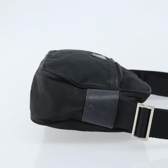 PRADA Shoulder Bag Nylon Black Silver Auth BA10971