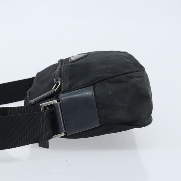 PRADA Shoulder Bag Nylon Black Silver Auth BA10971
