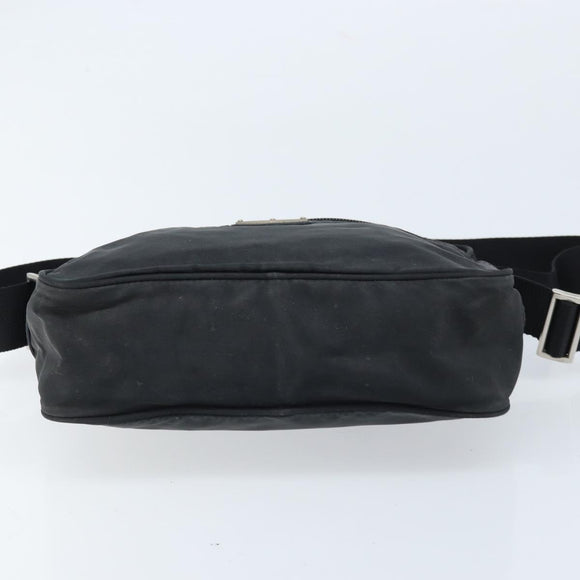PRADA Shoulder Bag Nylon Black Silver Auth BA10971