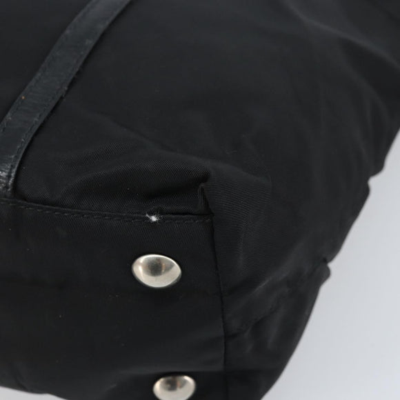 PRADA Tote Bag Nylon Black Silver Auth BA10973