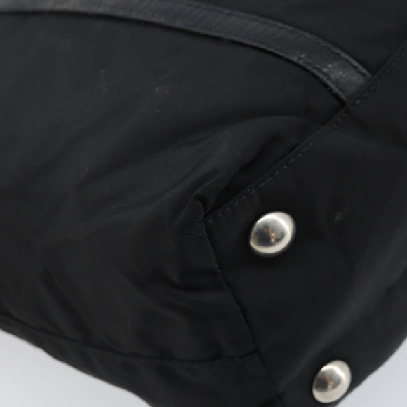 PRADA Tote Bag Nylon Black Silver Auth BA10973