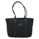 PRADA Tote Bag Nylon Black Silver Auth BA10973-2