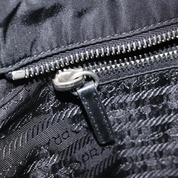 PRADA Tote Bag Nylon Black Silver Auth BA10973