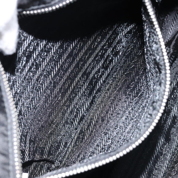 PRADA Tote Bag Nylon Black Silver Auth BA10973