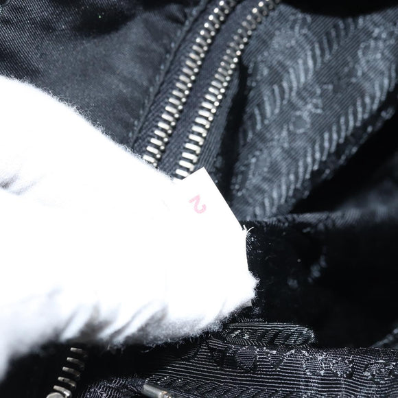PRADA Tote Bag Nylon Black Silver Auth BA10973