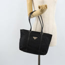 PRADA Tote Bag Nylon Black Silver Auth BA10973-24
