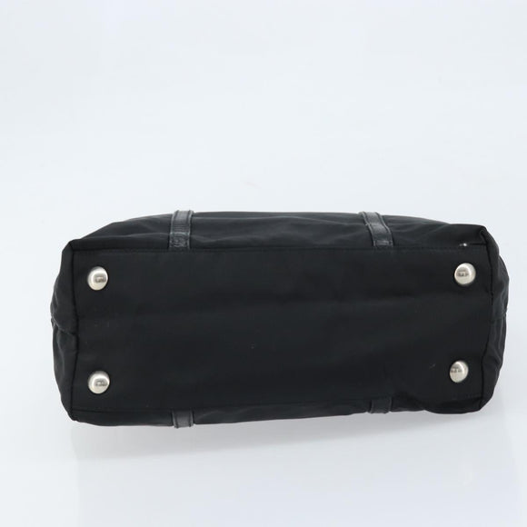 PRADA Tote Bag Nylon Black Silver Auth BA10973