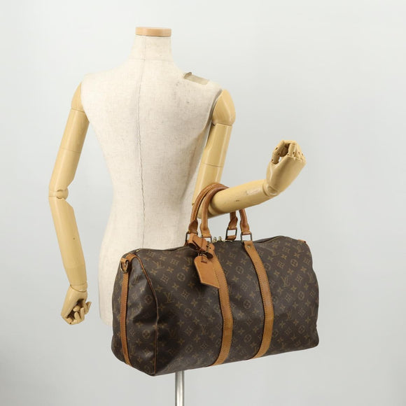 LOUIS VUITTON Monogram Keepall Bandouliere 45 Boston Bag M41418 LV Auth BA10975