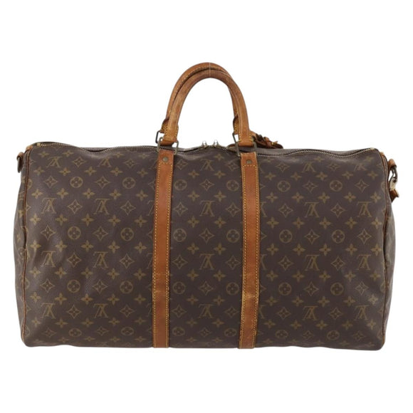 LOUIS VUITTON Monogram Keepall Bandouliere 55 Boston Bag M41414 LV Auth BA10979