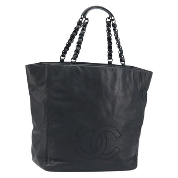 CHANEL COCO Mark Chain Tote Bag Leather Black CC Auth BA10988