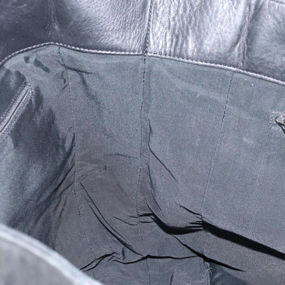 CHANEL COCO Mark Chain Tote Bag Leather Black CC Auth BA10988