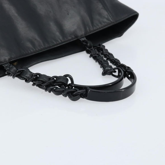 CHANEL COCO Mark Chain Tote Bag Leather Black CC Auth BA10988
