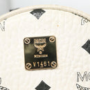 MCM Vicetos Logogram Backpack PVC Leather White Navy gold Auth BA110-17