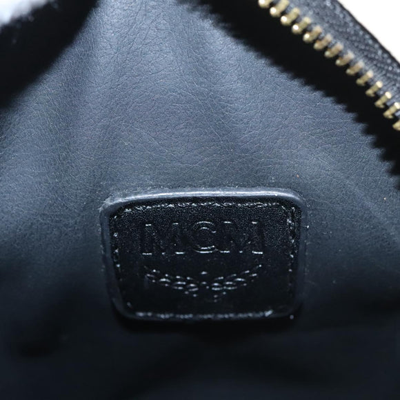 MCM Vicetos Logogram Backpack PVC Leather White Navy gold Auth BA110