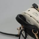 MCM Vicetos Logogram Backpack PVC Leather White Navy gold Auth BA110-7