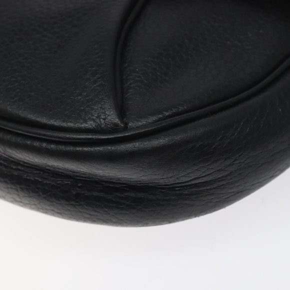 Burberrys Shoulder Bag Leather Black Gold Auth BA1100