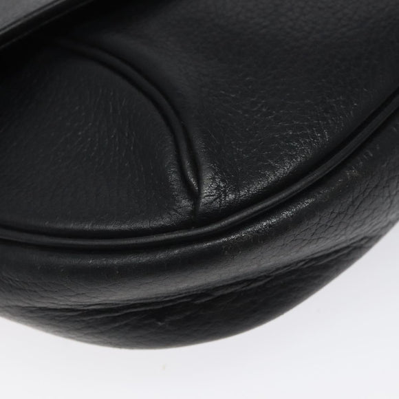 Burberrys Shoulder Bag Leather Black Gold Auth BA1100