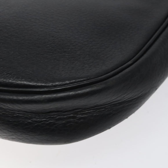 Burberrys Shoulder Bag Leather Black Gold Auth BA1100