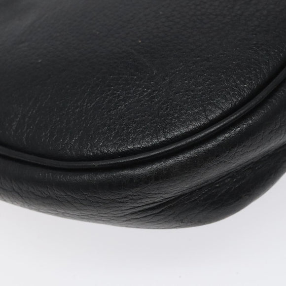 Burberrys Shoulder Bag Leather Black Gold Auth BA1100