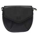 Burberrys Shoulder Bag Leather Black Gold Auth BA1100-13