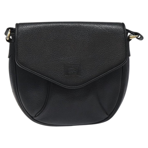 Burberrys Shoulder Bag Leather Black Gold Auth BA1100