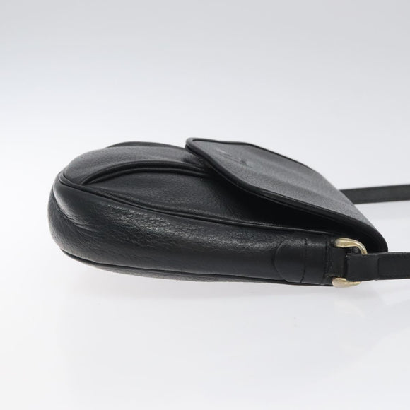 Burberrys Shoulder Bag Leather Black Gold Auth BA1100