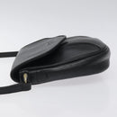 Burberrys Shoulder Bag Leather Black Gold Auth BA1100-4