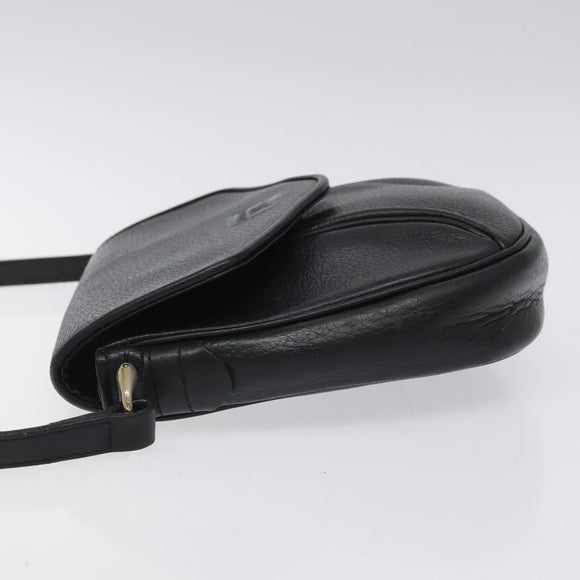 Burberrys Shoulder Bag Leather Black Gold Auth BA1100