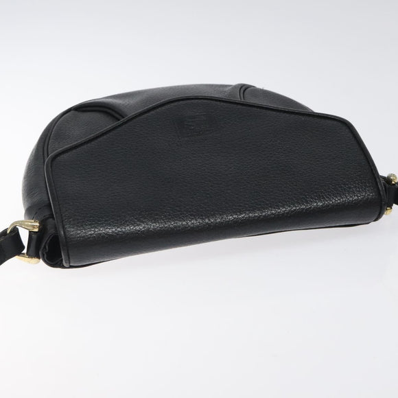 Burberrys Shoulder Bag Leather Black Gold Auth BA1100