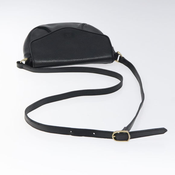 Burberrys Shoulder Bag Leather Black Gold Auth BA1100