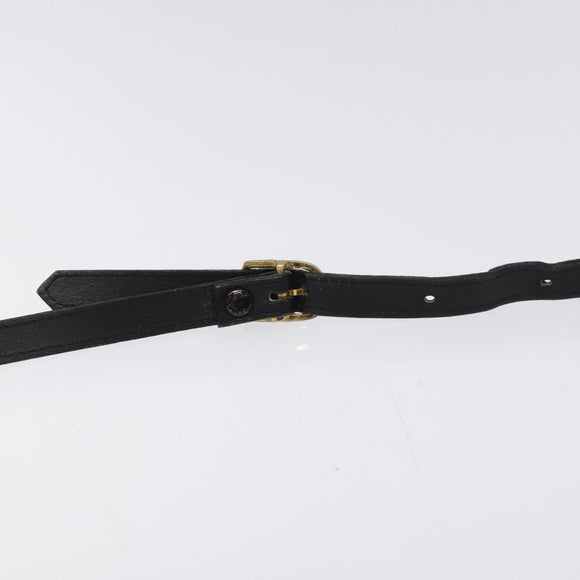 Burberrys Shoulder Bag Leather Black Gold Auth BA1100