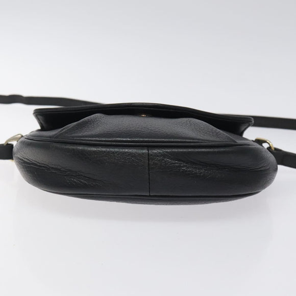 Burberrys Shoulder Bag Leather Black Gold Auth BA1100
