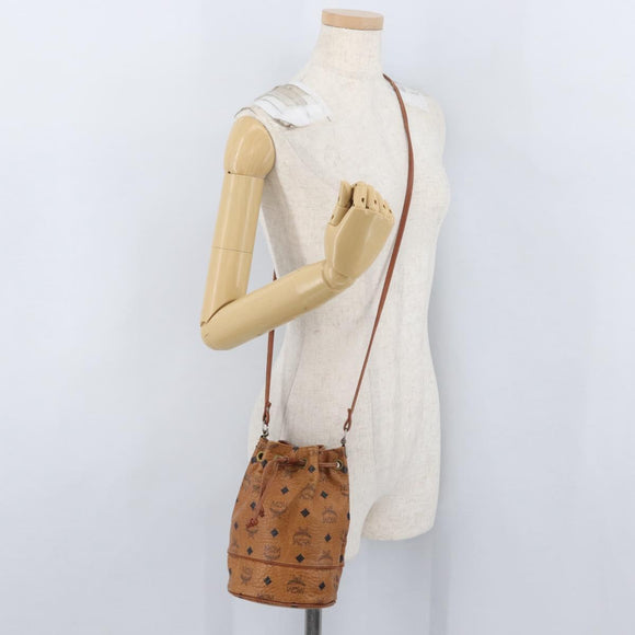 MCM Vicetos Logogram Shoulder Bag PVC Leather Brown Gold Auth BA11006