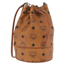MCM Vicetos Logogram Shoulder Bag PVC Leather Brown Gold Auth BA11006-1
