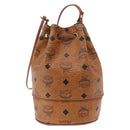 MCM Vicetos Logogram Shoulder Bag PVC Leather Brown Gold Auth BA11006-2
