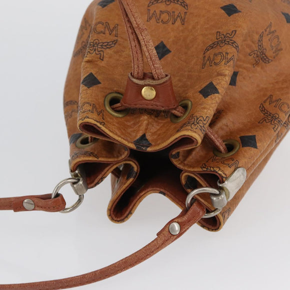MCM Vicetos Logogram Shoulder Bag PVC Leather Brown Gold Auth BA11006