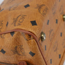 MCM Vicetos Logogram Boston Bag PVC Leather Brown Gold Auth BA11007-11