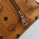MCM Vicetos Logogram Boston Bag PVC Leather Brown Gold Auth BA11007-16