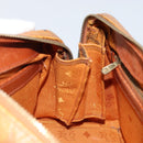 MCM Vicetos Logogram Boston Bag PVC Leather Brown Gold Auth BA11007-19
