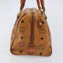 MCM Vicetos Logogram Boston Bag PVC Leather Brown Gold Auth BA11007-5