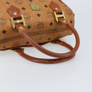 MCM Vicetos Logogram Boston Bag PVC Leather Brown Gold Auth BA11007-7