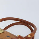 MCM Vicetos Logogram Boston Bag PVC Leather Brown Gold Auth BA11007-8