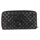 LOUIS VUITTON Multicolor Zippy Wallet Long Wallet Black M60243 LV Auth BA11010-2