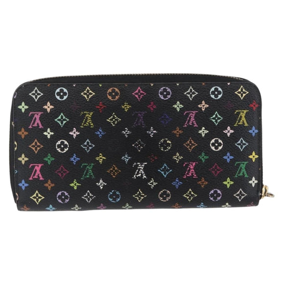 LOUIS VUITTON Multicolor Zippy Wallet Long Wallet Black M60243 LV Auth BA11010