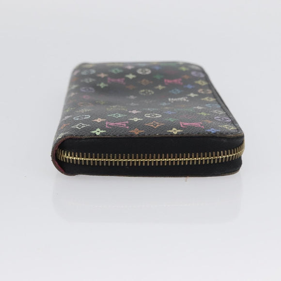 LOUIS VUITTON Multicolor Zippy Wallet Long Wallet Black M60243 LV Auth BA11010