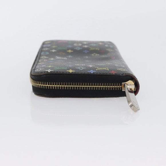 LOUIS VUITTON Multicolor Zippy Wallet Long Wallet Black M60243 LV Auth BA11010