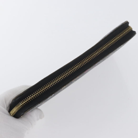 LOUIS VUITTON Multicolor Zippy Wallet Long Wallet Black M60243 LV Auth BA11010