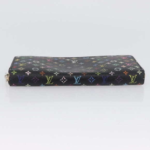 LOUIS VUITTON Multicolor Zippy Wallet Long Wallet Black M60243 LV Auth BA11010