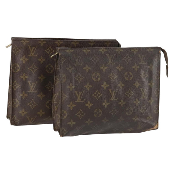 LOUIS VUITTON Monogram Poche Toilette 26 Pouch 2 Set M47542 LV Auth BA11016