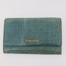 Miu Miu Wallet Leather 2 Set Brown Green Auth BA11023-10